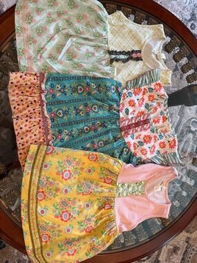 Matilda Jane Girls Floral Mix tunic top in Yellow, Teal, Pink, Green